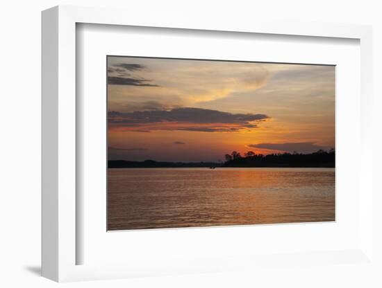 Sunset on the Ucayali River, Amazon Basin of Peru-Mallorie Ostrowitz-Framed Photographic Print