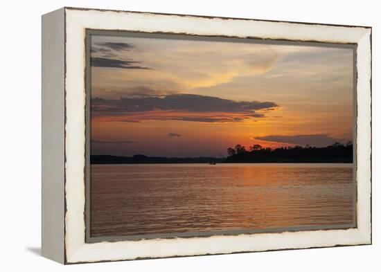 Sunset on the Ucayali River, Amazon Basin of Peru-Mallorie Ostrowitz-Framed Premier Image Canvas