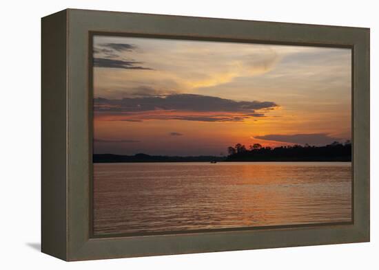 Sunset on the Ucayali River, Amazon Basin of Peru-Mallorie Ostrowitz-Framed Premier Image Canvas