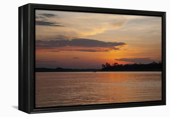 Sunset on the Ucayali River, Amazon Basin of Peru-Mallorie Ostrowitz-Framed Premier Image Canvas