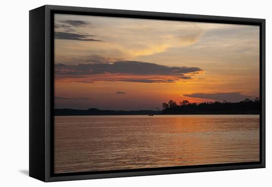 Sunset on the Ucayali River, Amazon Basin of Peru-Mallorie Ostrowitz-Framed Premier Image Canvas