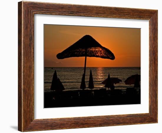 Sunset on Umbrellas, Kusadasi, Turkey-Joe Restuccia III-Framed Photographic Print