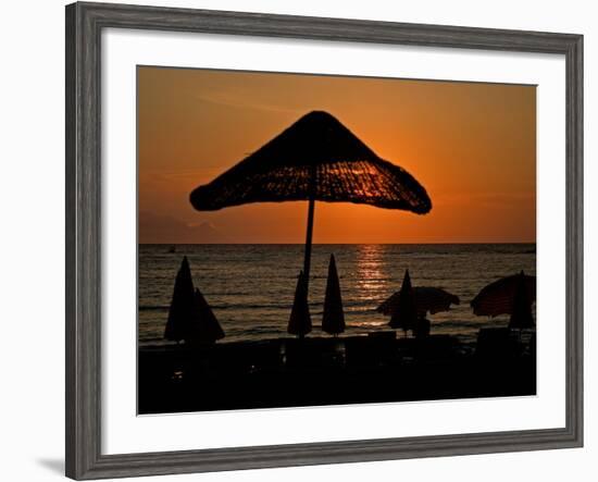 Sunset on Umbrellas, Kusadasi, Turkey-Joe Restuccia III-Framed Photographic Print