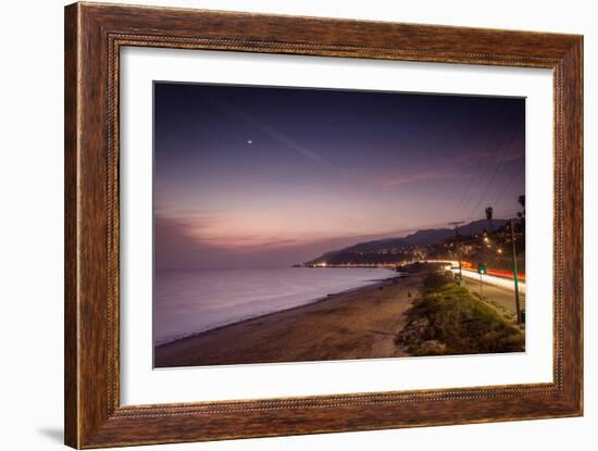 Sunset on Will Rogers Beach and the Pacific Coast Highway-Mark Chivers-Framed Photographic Print