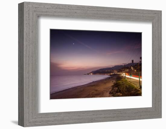 Sunset on Will Rogers Beach and the Pacific Coast Highway-Mark Chivers-Framed Photographic Print