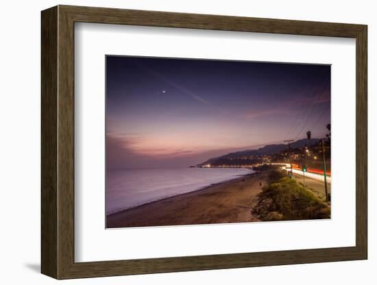 Sunset on Will Rogers Beach and the Pacific Coast Highway-Mark Chivers-Framed Photographic Print