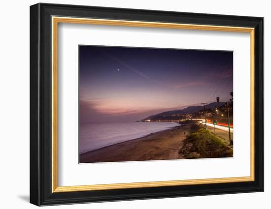 Sunset on Will Rogers Beach and the Pacific Coast Highway-Mark Chivers-Framed Photographic Print