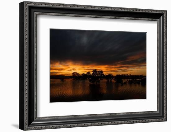 Sunset over a small, temporary lake that, South Australia-Doug Gimesy-Framed Photographic Print