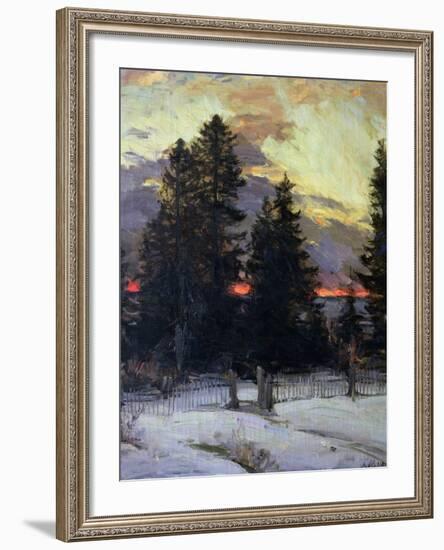 Sunset over a Winter Landscape, circa 1902-Abram Efimovich Arkhipov-Framed Giclee Print