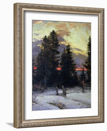 Sunset over a Winter Landscape, circa 1902-Abram Efimovich Arkhipov-Framed Giclee Print