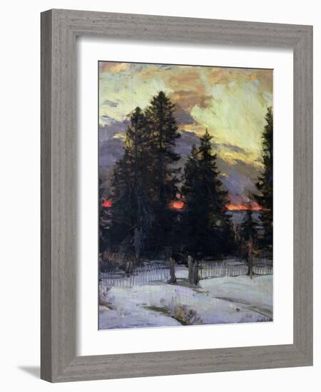 Sunset over a Winter Landscape, circa 1902-Abram Efimovich Arkhipov-Framed Giclee Print