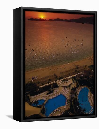 Sunset Over Acapulco Bay, Acapulco, Mexico-Walter Bibikow-Framed Premier Image Canvas