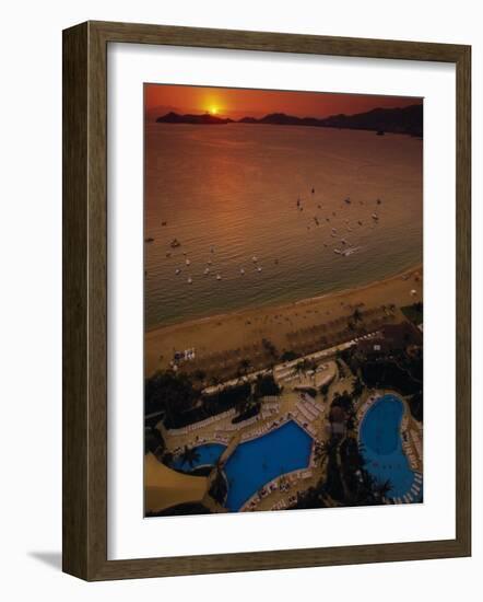 Sunset Over Acapulco Bay, Acapulco, Mexico-Walter Bibikow-Framed Photographic Print