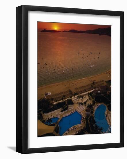 Sunset Over Acapulco Bay, Acapulco, Mexico-Walter Bibikow-Framed Photographic Print