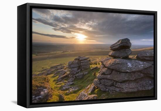 Sunset over Arm's Tor, Dartmoor National Park, Devon, England. Summer (August)-Adam Burton-Framed Premier Image Canvas