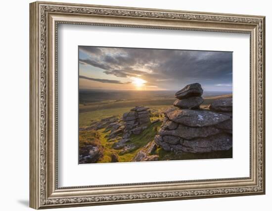 Sunset over Arm's Tor, Dartmoor National Park, Devon, England. Summer (August)-Adam Burton-Framed Photographic Print