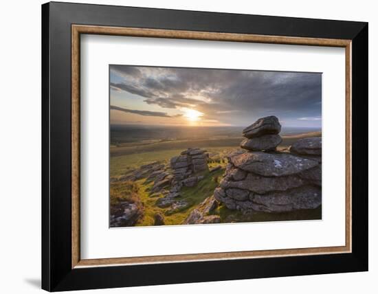 Sunset over Arm's Tor, Dartmoor National Park, Devon, England. Summer (August)-Adam Burton-Framed Photographic Print