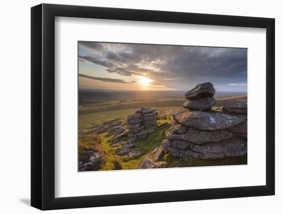 Sunset over Arm's Tor, Dartmoor National Park, Devon, England. Summer (August)-Adam Burton-Framed Photographic Print