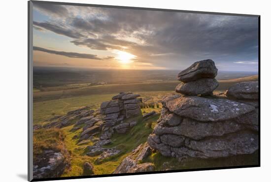 Sunset over Arm's Tor, Dartmoor National Park, Devon, England. Summer (August)-Adam Burton-Mounted Photographic Print