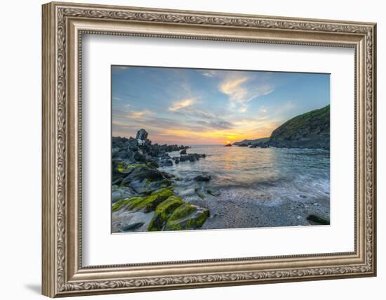 Sunset over Atlantic, Combesgate Beach-John Guidi-Framed Photographic Print