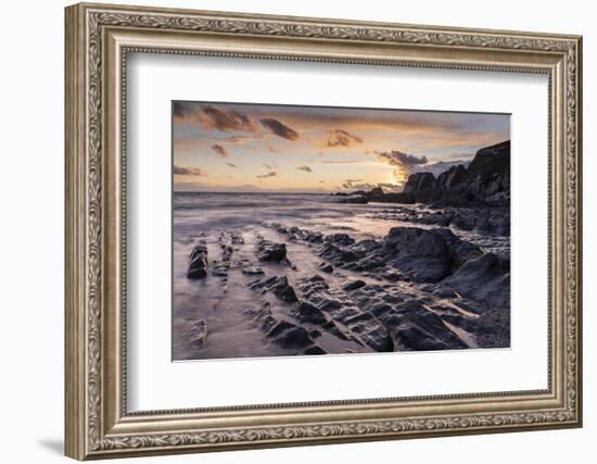 Sunset over Ayrmer Cove in the South Hams in autumn, South Devon, England, United Kingdom, Europe-Adam Burton-Framed Photographic Print