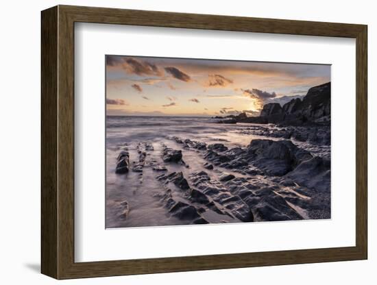 Sunset over Ayrmer Cove in the South Hams in autumn, South Devon, England, United Kingdom, Europe-Adam Burton-Framed Photographic Print