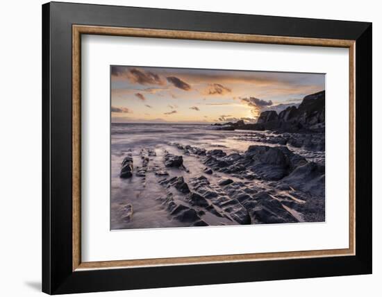 Sunset over Ayrmer Cove in the South Hams in autumn, South Devon, England, United Kingdom, Europe-Adam Burton-Framed Photographic Print