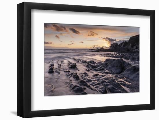 Sunset over Ayrmer Cove in the South Hams in autumn, South Devon, England, United Kingdom, Europe-Adam Burton-Framed Photographic Print