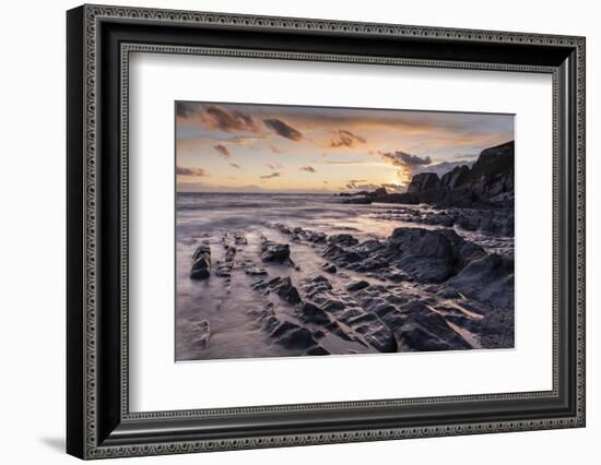 Sunset over Ayrmer Cove in the South Hams in autumn, South Devon, England, United Kingdom, Europe-Adam Burton-Framed Photographic Print