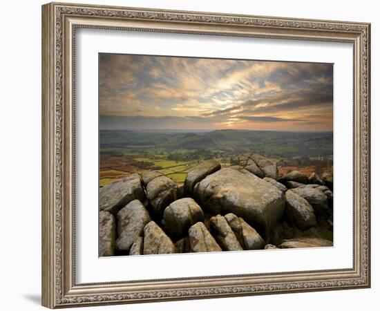 Sunset over Baslow, Curbar Edge, Peak District National Park, Derbyshire, England, United Kingdom, -Chris Hepburn-Framed Photographic Print