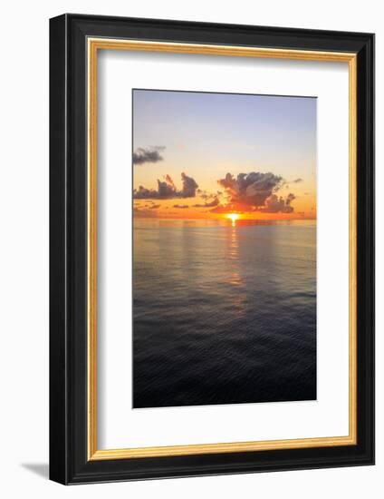 Sunset over beautiful calm sea, interesting clouds, vibrant colours, St. Kitts, St. Kitts and Nevis-Eleanor Scriven-Framed Photographic Print