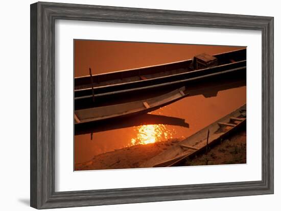Sunset over Boats, Laos-Charles Glover-Framed Art Print