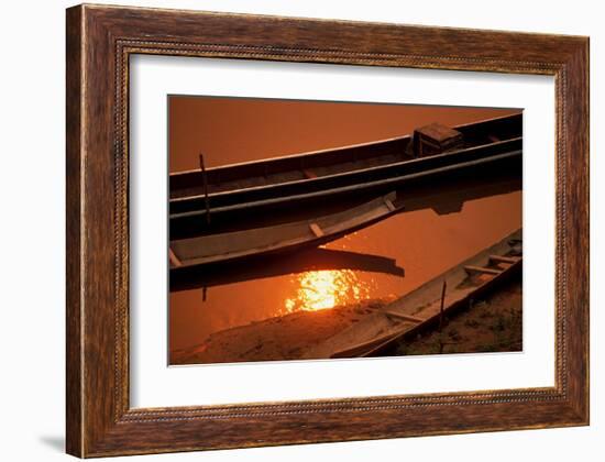 Sunset over Boats, Laos-Charles Glover-Framed Art Print