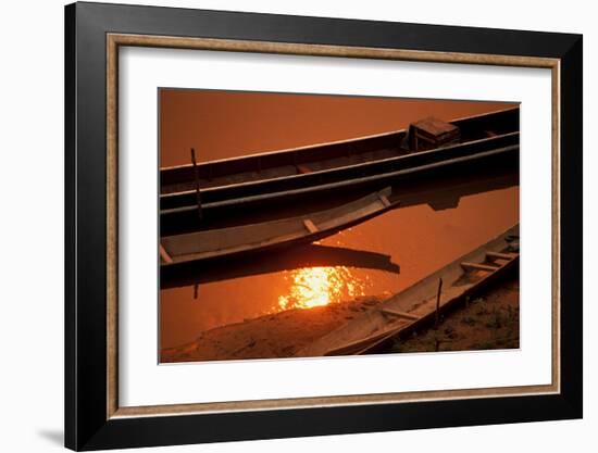 Sunset over Boats, Laos-Charles Glover-Framed Art Print