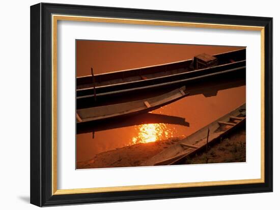 Sunset over Boats, Laos-Charles Glover-Framed Art Print