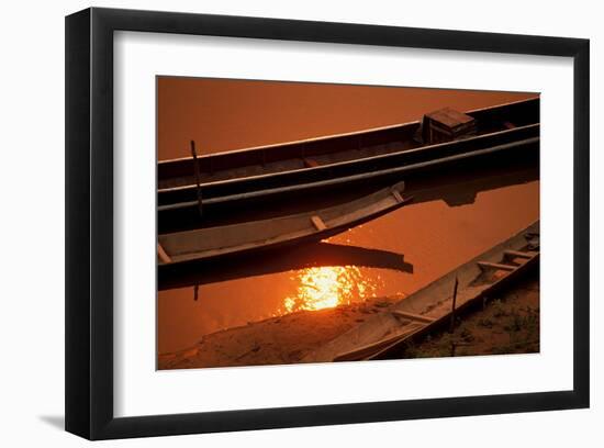 Sunset over Boats, Laos-Charles Glover-Framed Art Print
