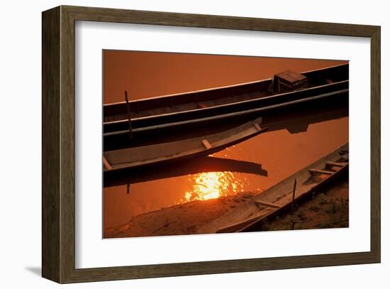 Sunset over Boats, Laos-Charles Glover-Framed Art Print