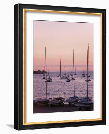 Sunset Over Boats, Tregastel, Cote De Granit Rose, Cotes d'Armor, Brittany, France-David Hughes-Framed Photographic Print