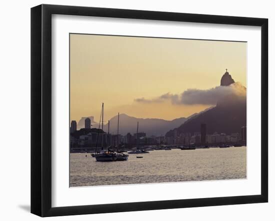 Sunset over Botafogo Bay and Corcovado Mountain viewed from Urca, Rio de Janeiro, Brazil, South Ame-Karol Kozlowski-Framed Photographic Print