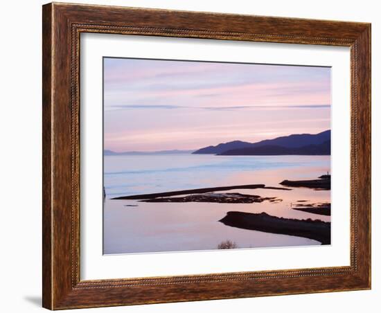 Sunset over Burrard Inlet and the Strait of Georgia, Vancouver, British Columbia, Canada-Christian Kober-Framed Photographic Print