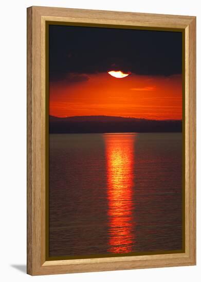 Sunset over Calm Sea. June 2010-Peter Cairns-Framed Premier Image Canvas