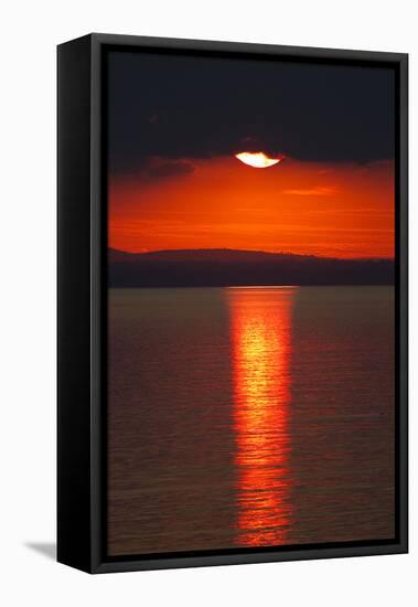 Sunset over Calm Sea. June 2010-Peter Cairns-Framed Premier Image Canvas