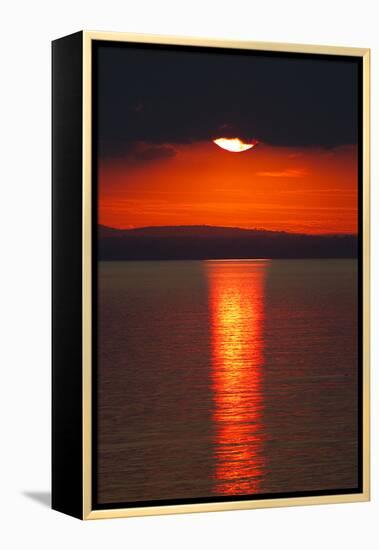 Sunset over Calm Sea. June 2010-Peter Cairns-Framed Premier Image Canvas