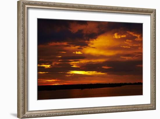 Sunset over Chobe River, Chobe Safari Lodge, Kasane, Botswana, Africa-David Wall-Framed Photographic Print