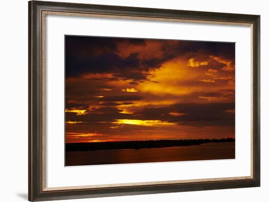 Sunset over Chobe River, Chobe Safari Lodge, Kasane, Botswana, Africa-David Wall-Framed Photographic Print