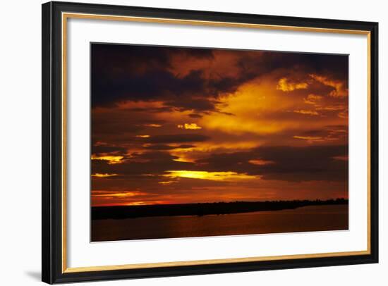 Sunset over Chobe River, Chobe Safari Lodge, Kasane, Botswana, Africa-David Wall-Framed Photographic Print