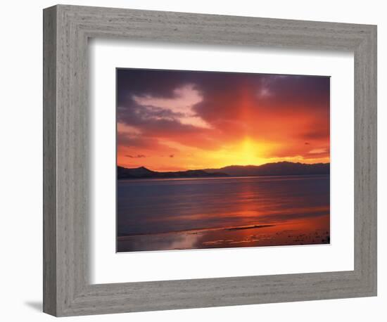 Sunset over Farmington Bay, Great Salt Lake, Utah, USA-Scott T^ Smith-Framed Photographic Print