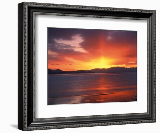 Sunset over Farmington Bay, Great Salt Lake, Utah, USA-Scott T^ Smith-Framed Photographic Print