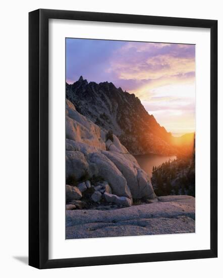 Sunset Over Granite Rock and Alpine Lakes, Goat Rocks, Cascades, Washington State, USA-Aaron McCoy-Framed Photographic Print