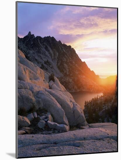 Sunset Over Granite Rock and Alpine Lakes, Goat Rocks, Cascades, Washington State, USA-Aaron McCoy-Mounted Photographic Print
